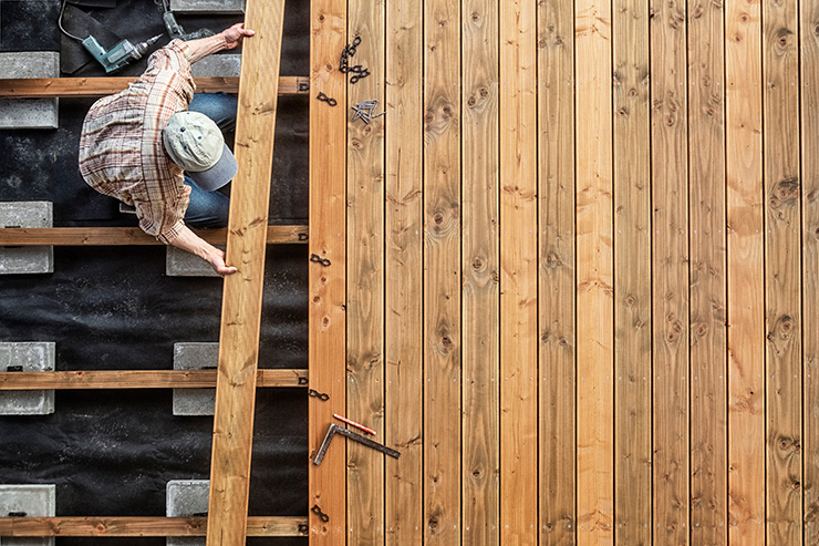 Picture of a wooden deck being built