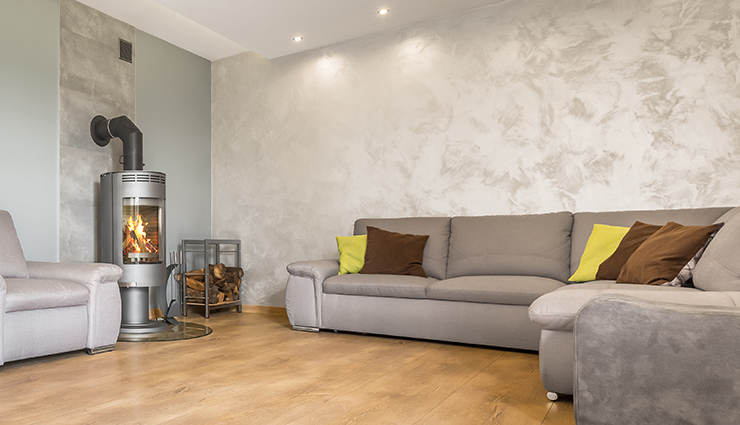 Picture of a living room with Venetian plastered walls