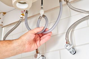 Two-handle AquaSource faucet water supply pipes