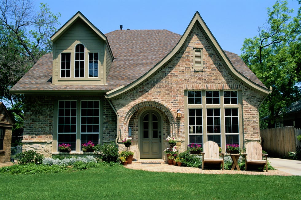 a house with brick siding